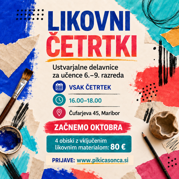 Likovni četrtki - ustvarjalne delavnice za učence 6.-9. razreda, Maribor